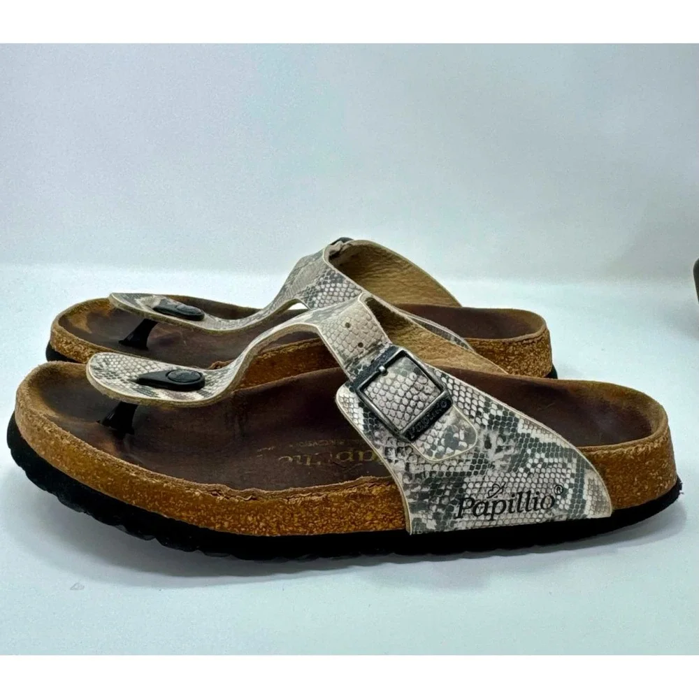 Papillio Birkenstock Gizeh Womens 39 8-8.5 Snake Print Thong Sandals Germany